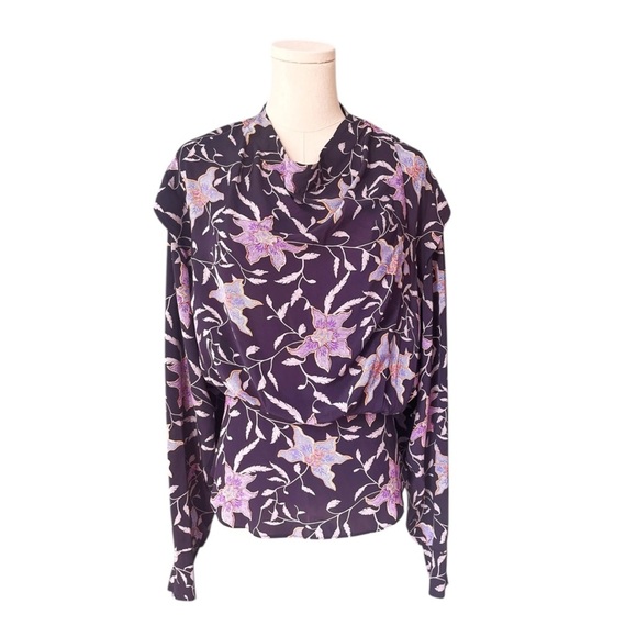 ISABEL MARANT ETOILE NWOT Oxel City draped floral blouse in Faded Night Size 36 - Picture 1 of 9